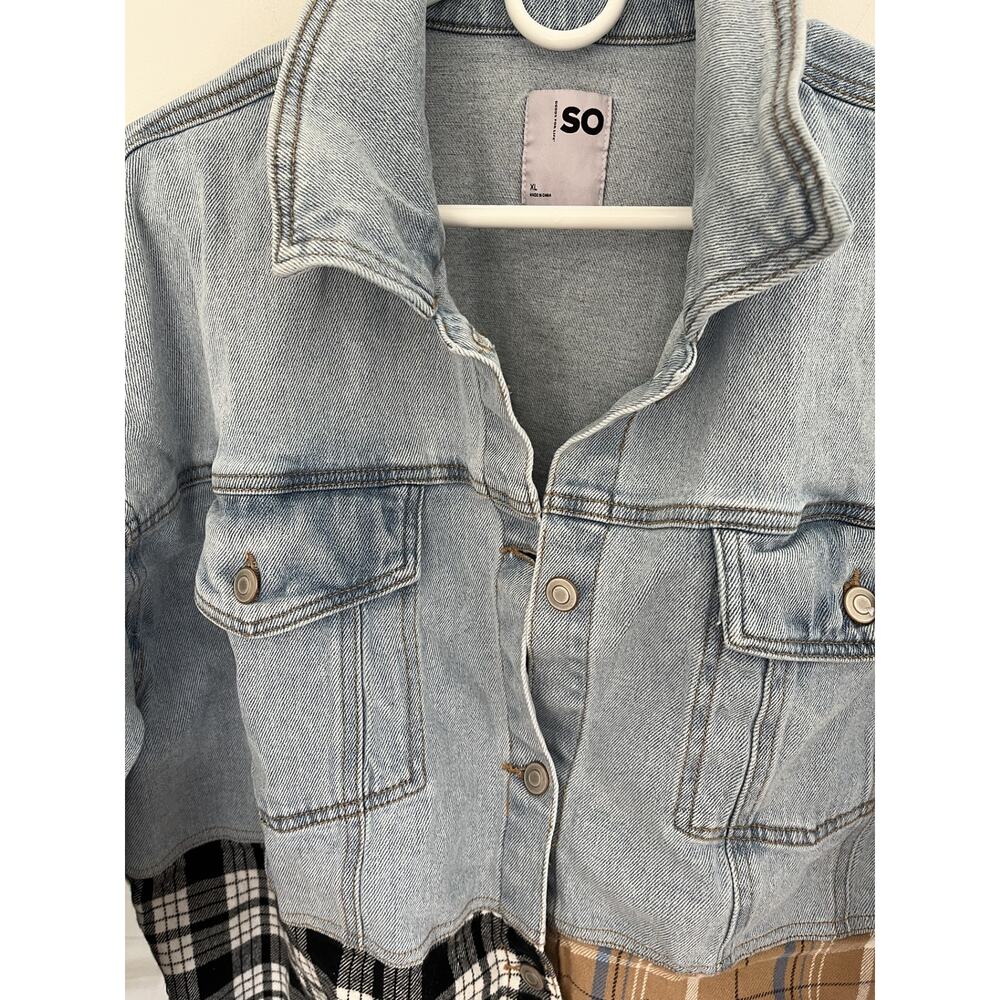 So Goods Vtg Womens Teen XL Denim Patchwork Shaket Distressed Grunge Western - Picture 2 of 9